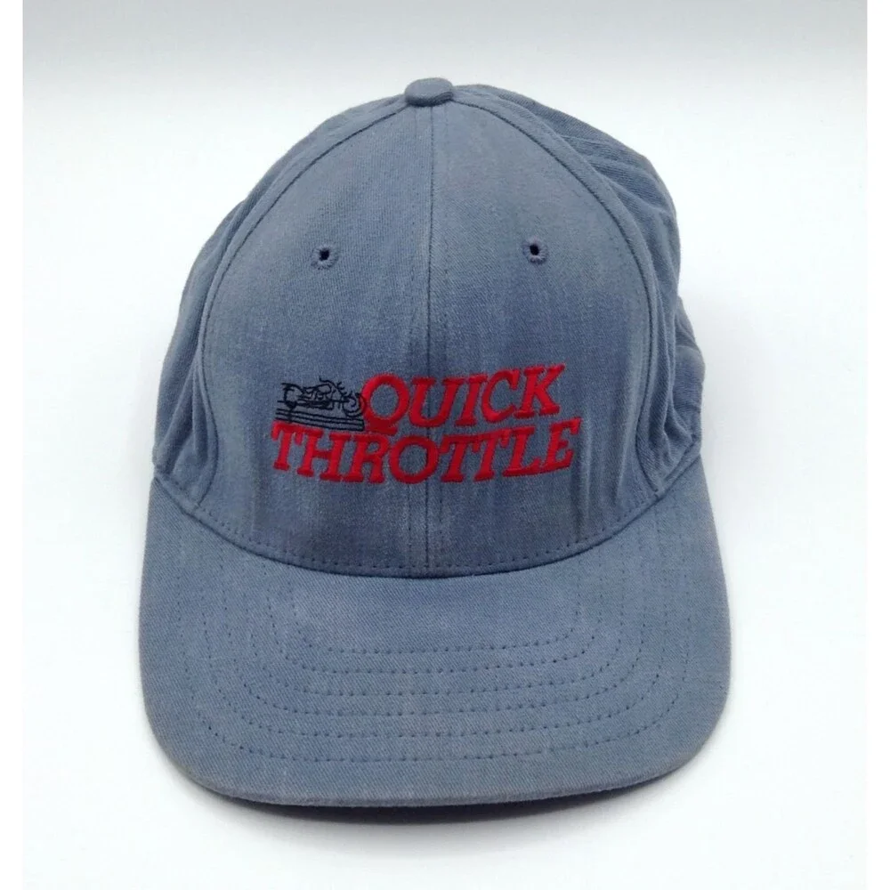 Vtg Easy Riders Quick Throttle Hat Cap Light Blue Moto Biker Rebel Snapback USA
